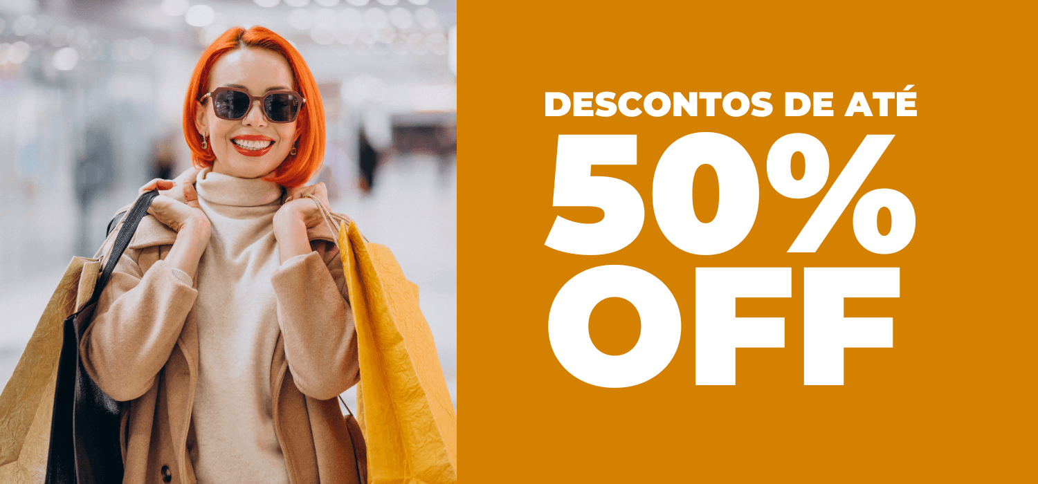 50% de desconto em todos os Óculos de Sol