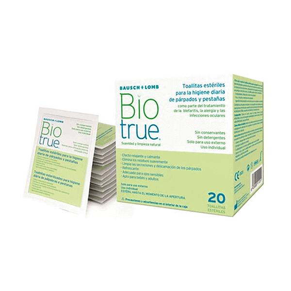 Toalhitas para Olhos Biotrue 20 unidades