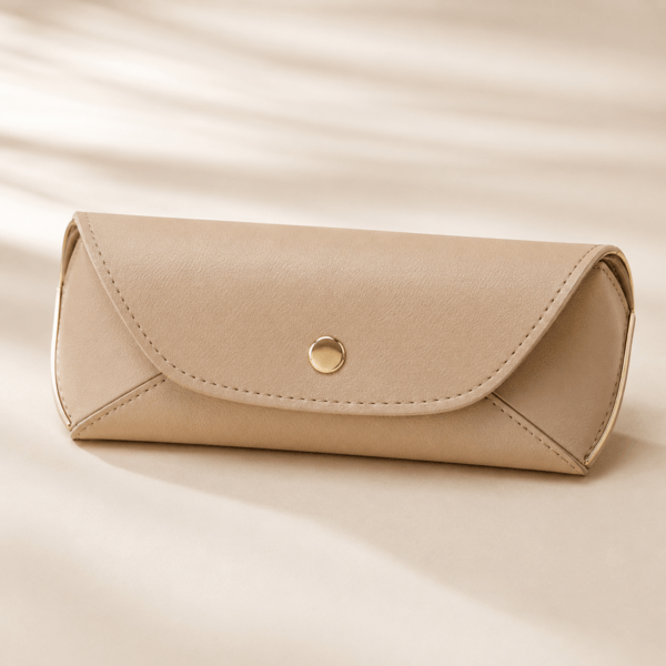 Bolsa de Pele para Óculos Cor Beje